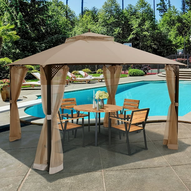 Costway 12' x 10' Outdoor Patio Gazebo Canopy Shelter Double Top