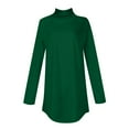 thumbnail image 4 of LISTHA Women's Turtleneck Tops Top Long Sleeve Lightweight Oversized Shirts Fashion Loose Fit Tshirts with Hem Dark Green 2L, 4 of 5