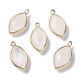 thumbnail image 1 of Natural Quartz Crystal Pendants Rock Crystal Pendants with Golden Brass Edge Faceted Horse Eye 22x12x5.5mm Hole: 1.8mm, 1 of 4