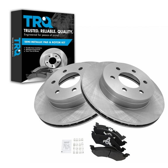 TRQ Front Brake Pad & Rotor Kit Brake Pads Brake Rotor Semi-Metallic Fits Select 2000-2002 Dodge Dakota Durango