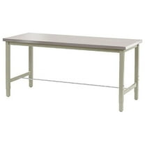 48"W x 30"D Adjustable Height Workbench, 1-1/2" Thick Stainless Steel Square Edge, Tan