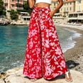 thumbnail image 6 of Dolkfu Flowy Pants for Women Trendy Red Full Wide-Leg High-Waist Joggers Pants Elastic Waist Flowers Printed Vacation Pants Red,L, 6 of 6