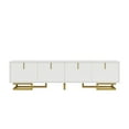 thumbnail image 3 of 63" Modern TV Stand with Textured Doors, Gold Metal Legs & Handles, White Entertainment Center with Ample Storage, 3 of 26