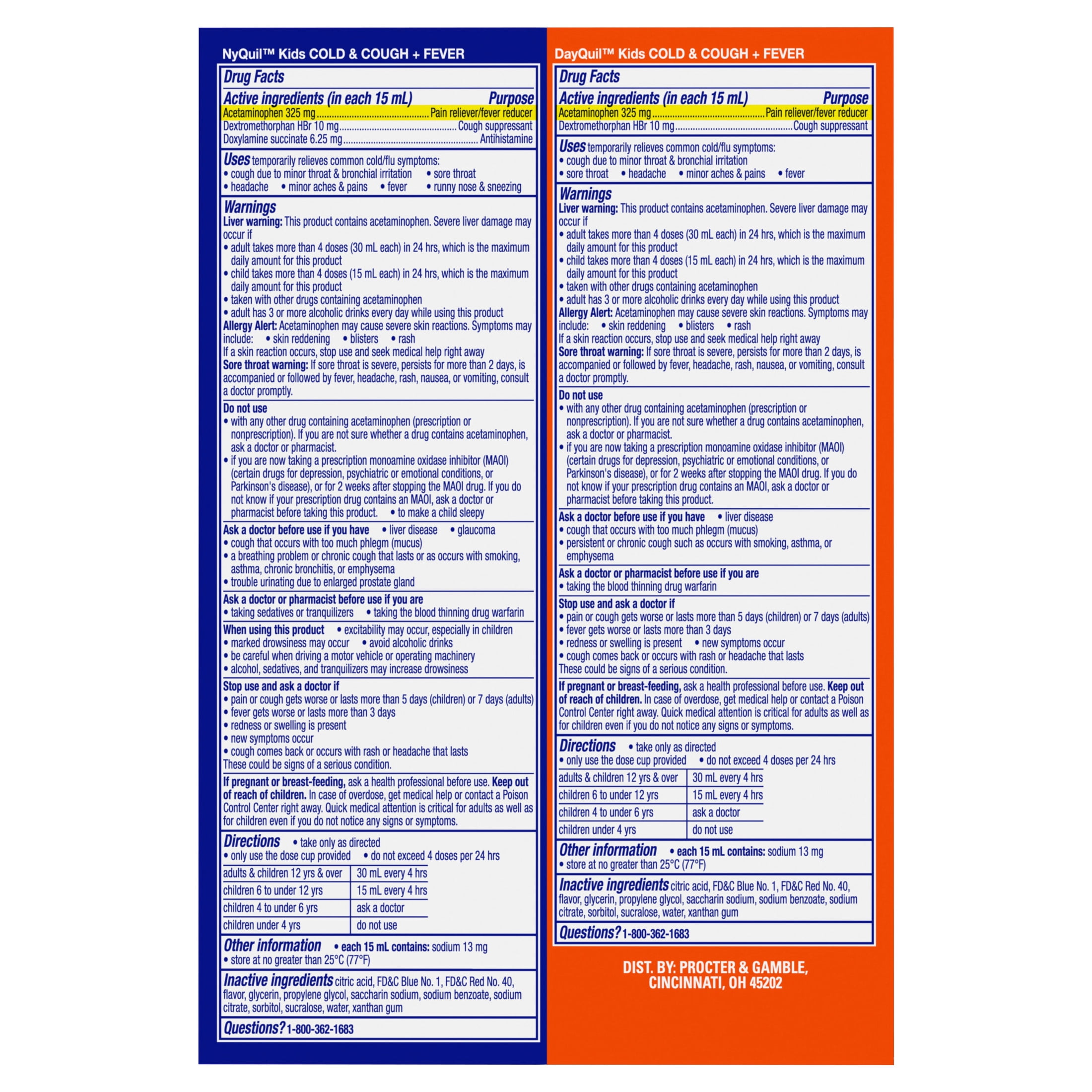 VICKS DayQuil/NyQuil Kids Grape Cold & Cough + Fever Co-Pack, Ages 6+, 2x8 fl oz