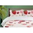 thumbnail image 2 of Ambesonne Strawberry Duvet Cover Set, Blushy Summer Ladybugs, Queen, Dark Pink Olive Green, 2 of 4