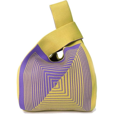 DanceeMangoo Colour Print Shoulder Bag for Women Fashion Tote Bag Small Hobo Handbag Purse Clucth Light Knit Top Handle Bag