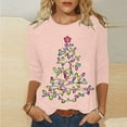thumbnail image 1 of Qertyioot Femmes Mode Noël Impression Sweat-Shirt, Manches Longues Casual Col Rond Pull Tops, 1 of 5