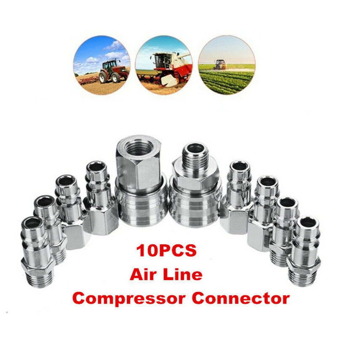 10pcs EURO Air Line Hose Compressor Fitting Connector Quick Release Set 1/4" BSP 