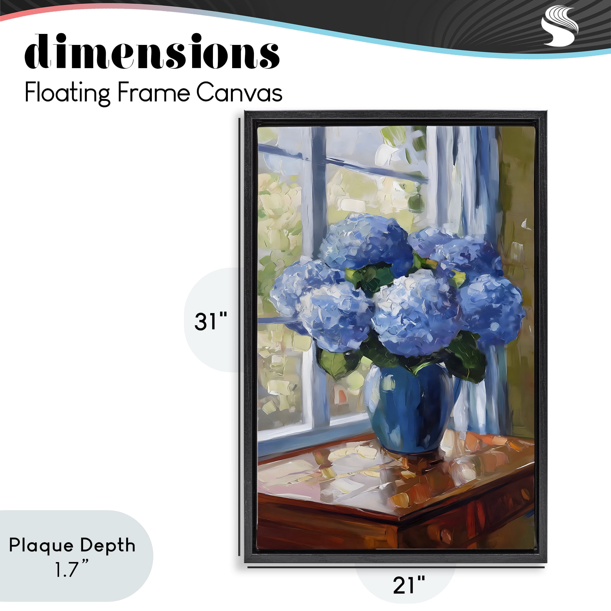 Stupell Industries Winter Hydrangeas by Window Black Framed Floater Canvas Wall Art, design by Creative Studio