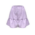 thumbnail image 5 of RYRJJ Womens Casual Wide Leg Shorts Elastic High Waisted Cute Ruffle Hem Casual Summer Beach Shorts with Pockets(Purple,XXL), 5 of 7