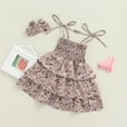 thumbnail image 5 of Douhoow Toddler Girl Flower Dress Children Summer Sleeveless Tie-up Layered Dress with Headband, 5 of 9