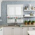 thumbnail image 3 of Tier Curtains 36 Inch Length Short Curtains for Windows Rod Pocket Cafe Curtain Farmhouse Curtain Tiers for Kitchen Bathroom 27.5x36inch, Summer Watercolor Ocean Shells Coral Gray Plaid,2 Panels, 3 of 5