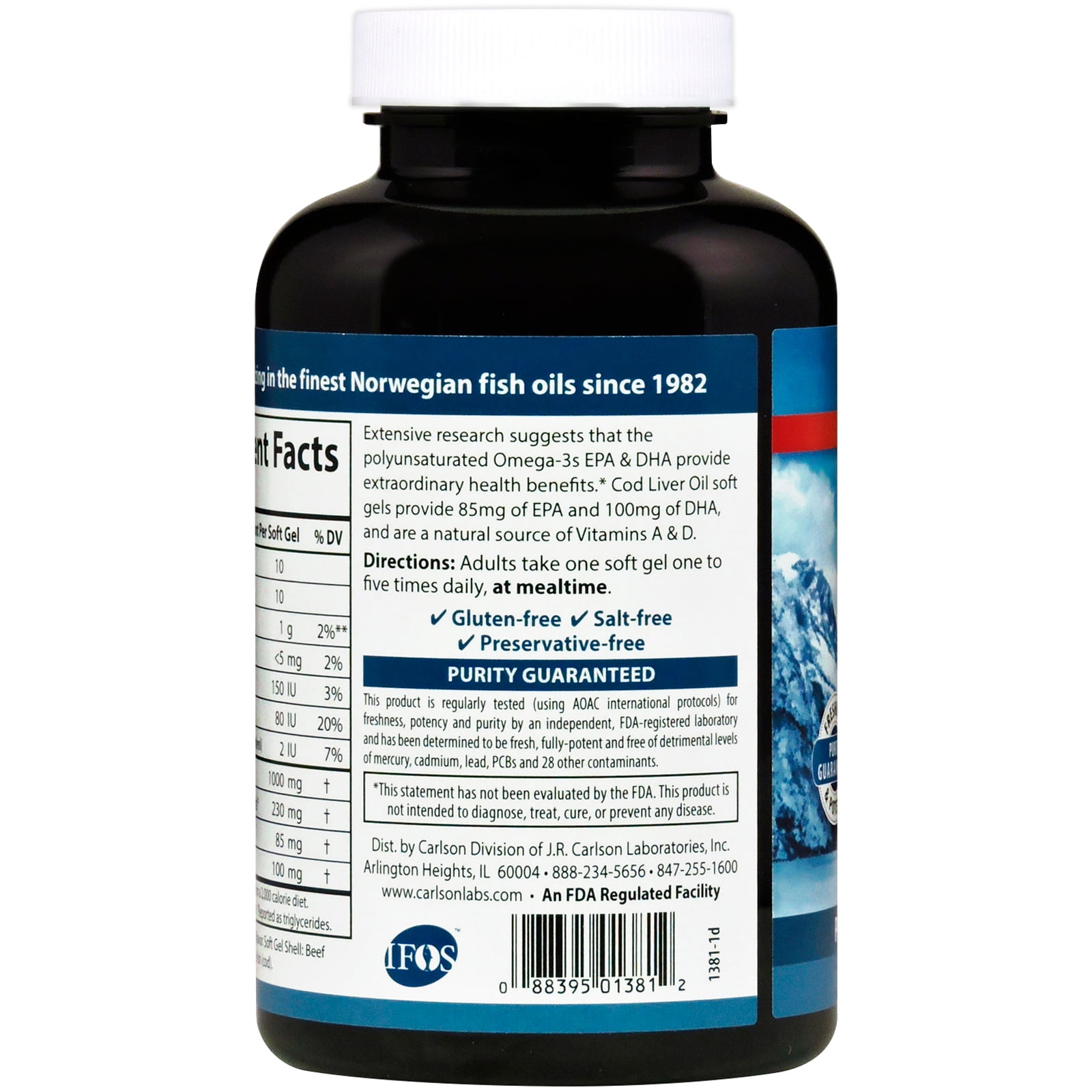 Carlson Cod Liver Oil, Lightly Lemon, 150 Soft Gels