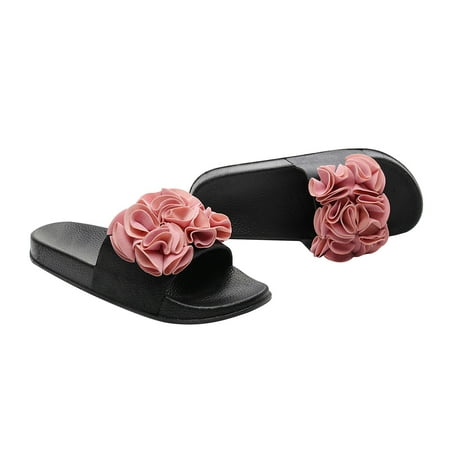 

2022 Women s Summer Outdoor Wear Sandals One-word Slippers Large Flower Casual