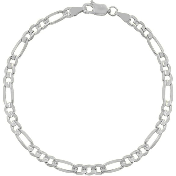 Floreo 14k White Gold 2.5mm Solid Figaro Chain Bracelet