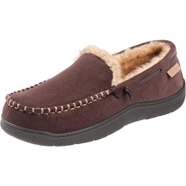 Pantuflas tipo mocasín para hombre, cálidas, suaves y cómodas, para interiores y exteriores, con suela ancha y esponjosa.