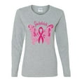 thumbnail image 2 of Wild Bobby Survivor Breast Cancer Butterfly USA Flag Sleeve Breast Cancer Awareness Women Graphic Long Sleeve T-Shirt, Heather Grey, X-Large, 2 of 6