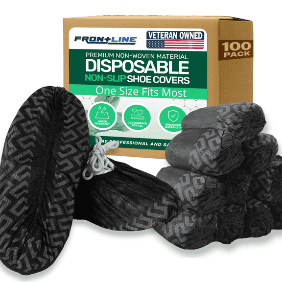 Frontline Protective Boot & Shoe Covers, Anti-Slip, Durable, Non-Woven Booties, 100 Pack, Blue, XL, 100 Count
