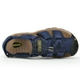 thumbnail image 4 of Men's Closed Toe Leather Hiking Sandals Outdoor Beach Sandals Mens Casual Comfort Fisherman Shoes Non-Slip Waterproof Blue 9#, 4 of 6