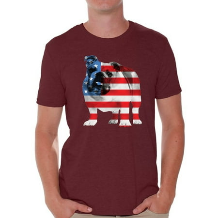 Awkward Styles Men's USA Flag Bulldog American Patriotic Graphic T-shirt Tops 4th Of July (Best Breeders In Uk Of American Bulldog Puppies)