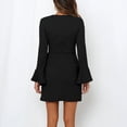 thumbnail image 3 of Vestido Corto De Cintura Alta Con Volantes, Vestido Ajustado Con Cinturón De Manga Larga Acampanada Para Fiesta ANGGREK  Otros, 3 of 6
