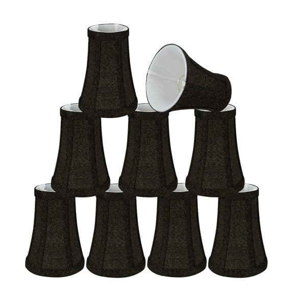 Aspen Creative 30248-9 Small Bell Shape Chandelier Clip-On Lamp Shade Set (9 Pack), Transitional Design in Two-Tone Black, 4" bottom width (2-1/2"x 4" x 5" )