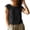 Black, variant on Women's Cotton Linen Cap Sleeve Top, Round Neck Casual Blouse, Loose Fit Summer Daily Office Wear Shirt