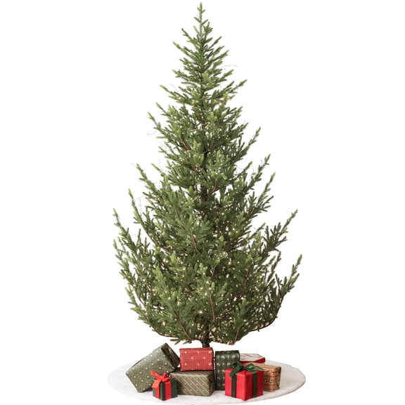 Aspen Slim Fir 6.5ft Christmas Tree Pre-Lit Artificial with 3,250 Branch Tips & 867 Low-Voltage Warm LED Lights, Foldable Stand & Realistic Flame-Resistant Branches
