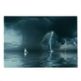 thumbnail image 2 of Sailboat Cutting Board, Yacht at the Ocean Comes Nearer a Thunderstorm Rain and Bolt Art Print, Decorative Tempered Glass Cutting and Serving Board, Large Size, Blue Grey, by Ambesonne, 2 of 5