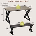 thumbnail image 2 of Juego de Comedor para 4 con Mesa y 2 Bancos Plegables Estructura de Metal en Forma Z que Ahorra Espacio para Cocina y Sala Gris, 2 of 7