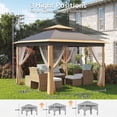 thumbnail image 6 of Nanan Pop-up Gazebo 10.8'x10.8' Outdoor Gazebo Canopy with Mosquito Netting, Patio Tent Backyard Canopy with 2-Tiered Vented Top 3 Adjustable Height, Khaki, 6 of 9