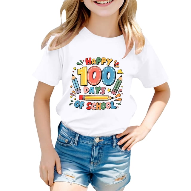 TZEWGL T-Shirts pour Enfants Imprimé Mignon Col Rond Manches Courtes Vêtements pour Tout-Petits Taille 8-9T