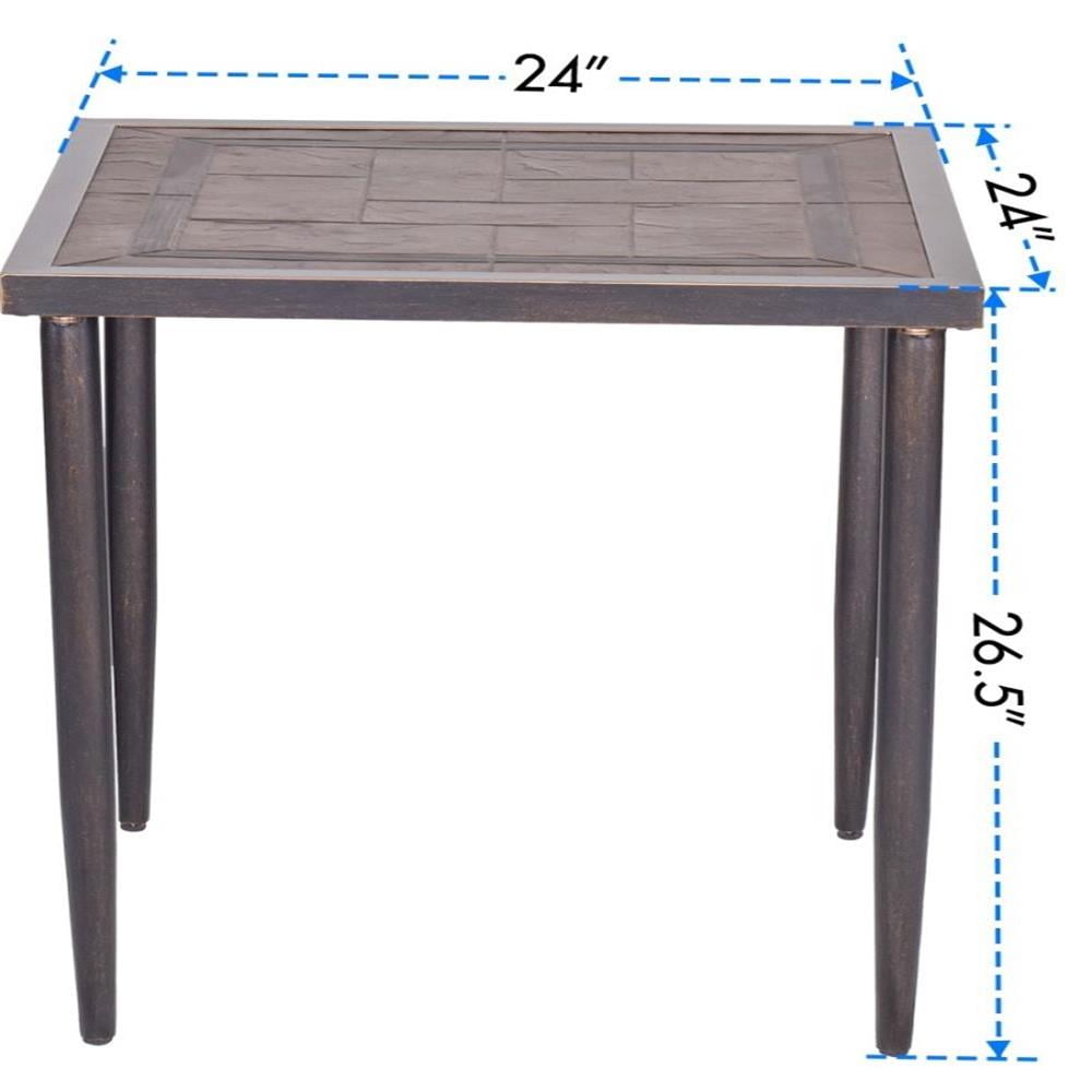 Kepooman 24" Indoor Metal Square Coffee Table for Living Room, Brown