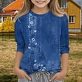 thumbnail image 2 of KAUOD 3/4 Length Sleeve T-Shirt for Girls Round Neck Casual Summer Tunic Tops Teens Basic Tees Embroidered Shirts Pleated Blouse, 2 of 5