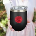 thumbnail image 5 of Rose 12oz Insulated Wine Tumbler with Lid and Straw – Double Wall Vacuum Mug Stainless Steel 304 Interior for Hot & Cold Drinks Coffee, Wine, Cocktails, 5 of 5