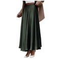 thumbnail image 1 of Falda larga de satén de cintura alta y corte A para mujer - 2025 Vestido elegante de cóctel para verano y otoño - Cintura elástica en la espalda, S-XL, 1 of 7