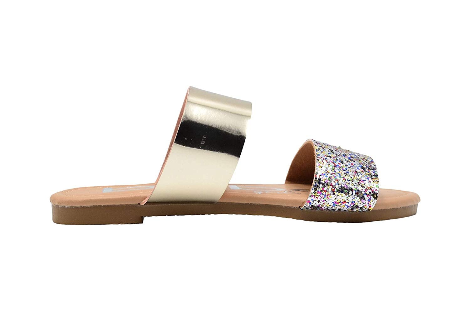 bebe Girls Fashion Sandals Slip On Flip Flop with Heart and Glitter Flowers