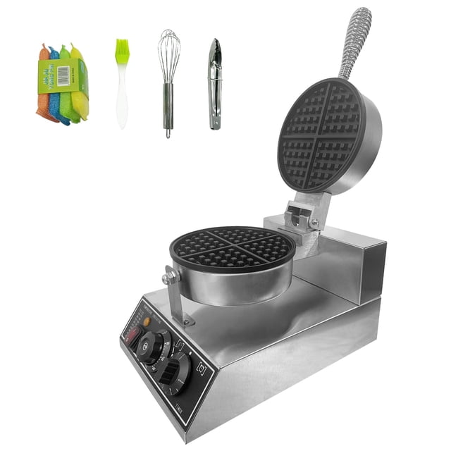 BeesClover Commercial Waffle Maker Machine,Stainless Steel Electric Waffle Maker with None-Stick Coating and Single Head for Home and Commercial Use,1200W