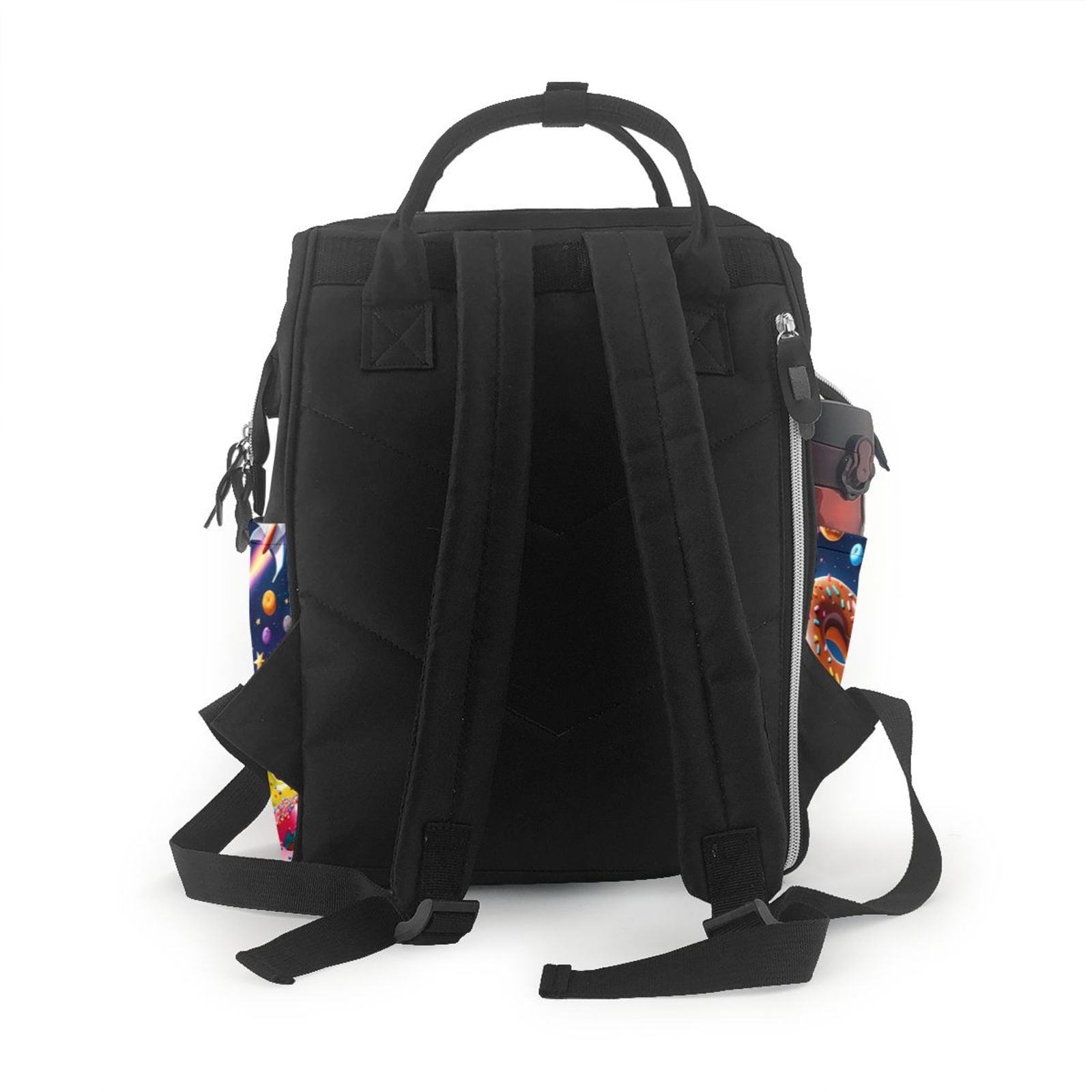 Fuzoiu Space Colorful Donut Print Diaper Bag Backpack,Baby Essentials Travel Tote,Multi function Waterproof Diaper Bag, Travel Essentials Baby Bag - Unisex