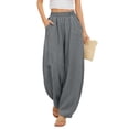 thumbnail image 2 of Laqbezok Women's Cotton Linen Harem Pants, High Waist Loose Trousers with Pockets, Casual Boho Lantern Pants for Summer Beach Travel, 2 of 4