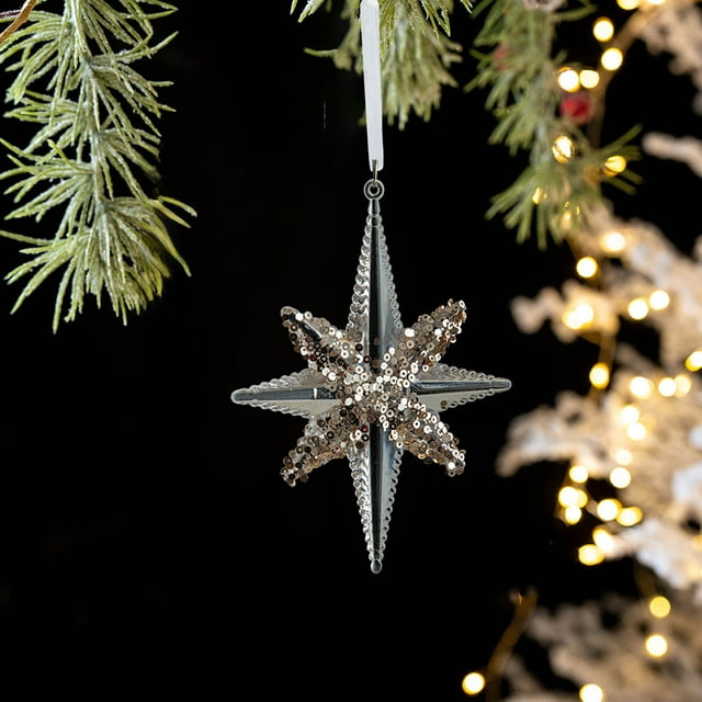 Adornos navideños, adornos navideños, regalos navideños, adornos navideños, lentejuelas, colgante acrílico, copo de nieve transparente, decoración de escena de árbol de Navidad, accesorios, colgante d