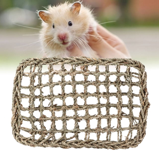 Estera de actividad de conejo, protector de pasto marino tejido, estera de juguete para masticar para hámsteres de conejitos y chinchillas