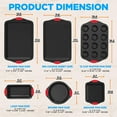 thumbnail image 2 of NutriChef 6-Piece Nonstick Bakeware Set Carbon Steel Baking Tray W/ Heat safe Red Silicone Handles, 2 of 7