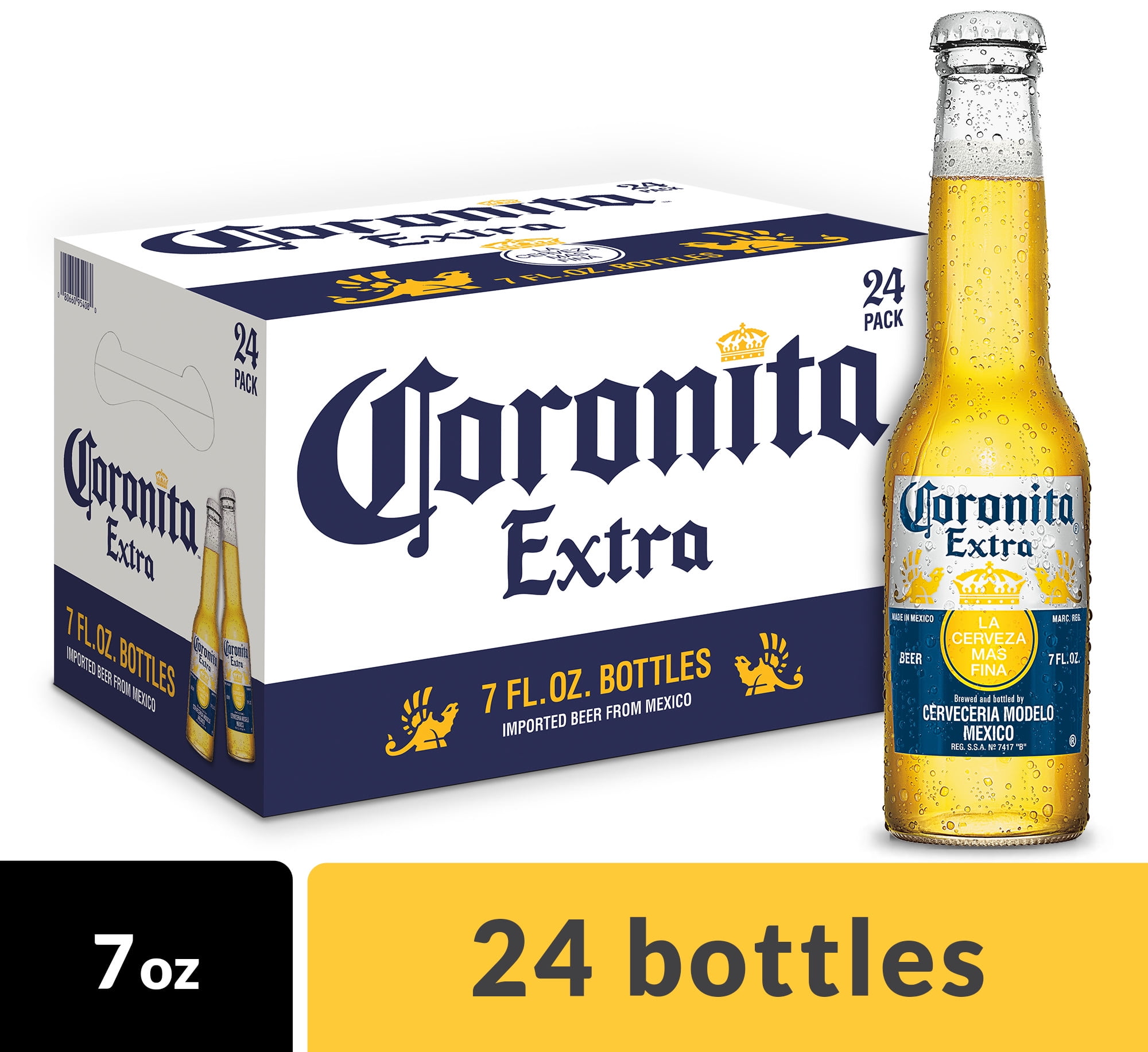 Corona Extra Coronita Mexican Lager Beer, 24 pk 7 fl oz Bottles, 4.6
