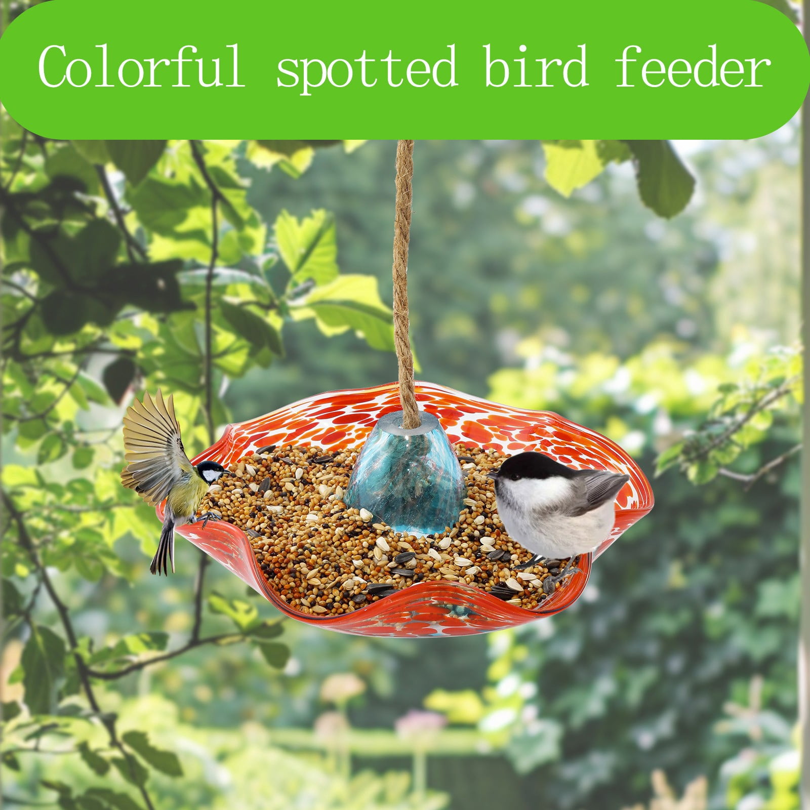 ZLBDYG Outdoor Hanging Bird Feeder – Windproof & Rainproof Wild Bird Feeding Station with 3 Hooks, Colorful Garden Decor for Backyard, Patio & Birdwatching Enthusiasts