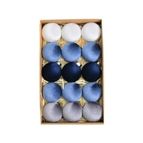 15 Pcs Velvet Christmas Balls Bulk Flocked Christmas Tree Ball Ornaments Plastic Xmas Decorative Hanging Ornaments Blue Christmas Ornaments Christmas Tree Decorations set