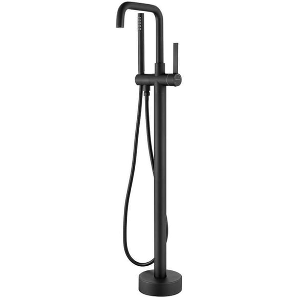 Vinnova Delara Freestanding Chrome Tub Faucet with Hand Shower in Black
