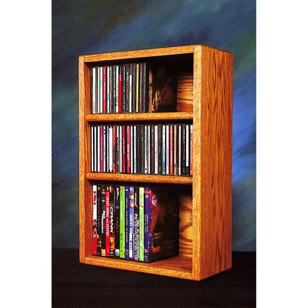 Solid Wood Veneer Cd Dvd - The Wood Shed Solid Oak Desktop / Shelf CD / DVD / VHS Tape Media Rack