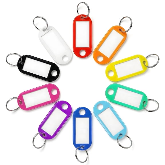 70 Pcs 10 Assorted Colors Plastic Key Ring Tags