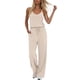 thumbnail image 1 of Pantalones Casuales para Mujeres Verano Cuello en V Color Sólido Bolsillo sin Mangas Pantalones Largos Mono Poliéster Moda Casual, 1 of 7